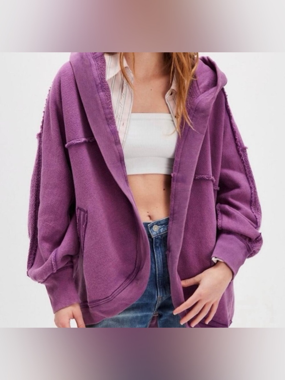 Free People We the Free Forever Young Cardigan Purple Medium